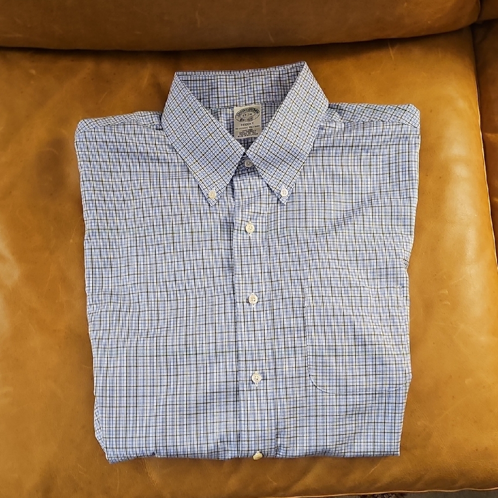NWT Brooks Brothers Blue and White Plaid Shirt